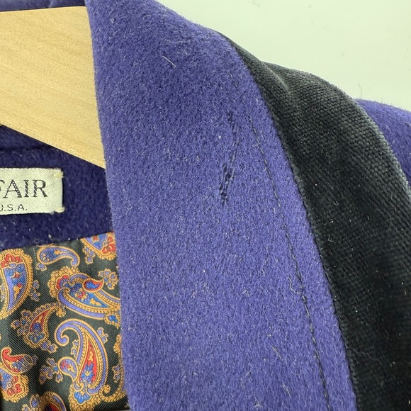 Vintage Braefair Purple Wool Coat Size 11/12 Long Double Breasted Paisley USA - Picture 10 of 14